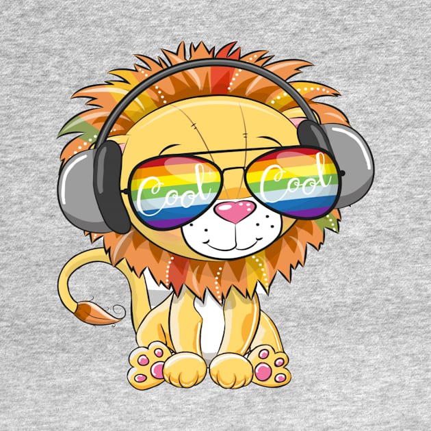 Cool Cartoon Cute Lion with sun glasses by amramna